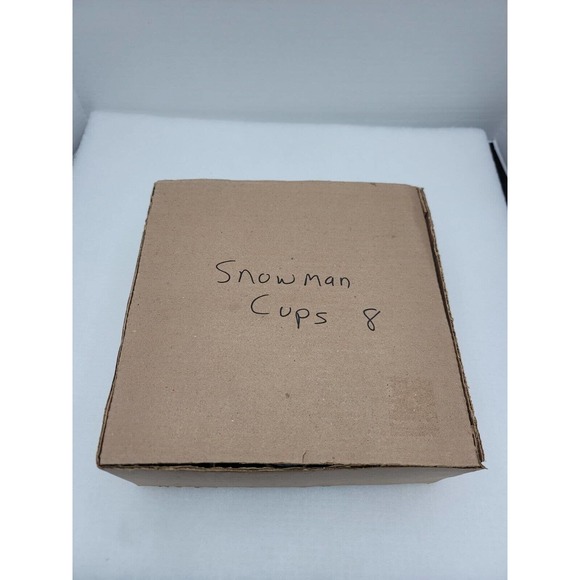 Set Of 8 New In Box Thompson Pottery Snowman Winter Scene Coffee Cups 8 oz. - Picture 10 of 10